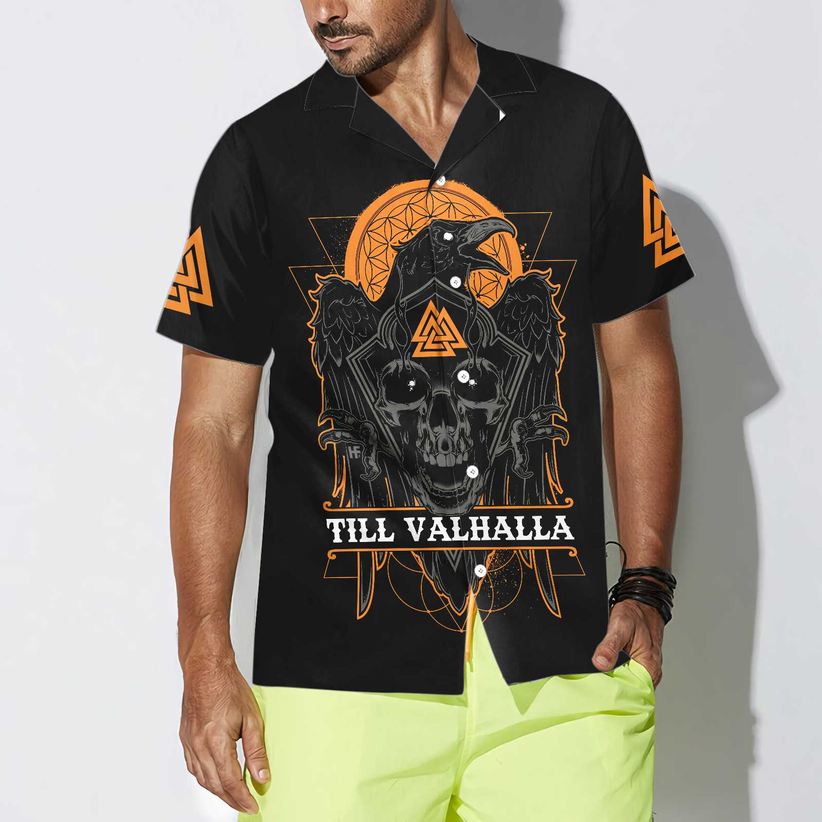 Skull Raven Viking Hawaiian Shirt Till Valhalla Viking Shirt Aloha Shirt For Men and Women