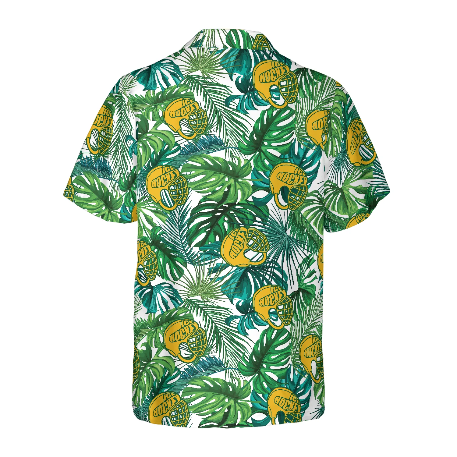 Tropical Ice Hockey Yellow Helmet Hawaiian Shirt Aloha Shirt For Men and Women