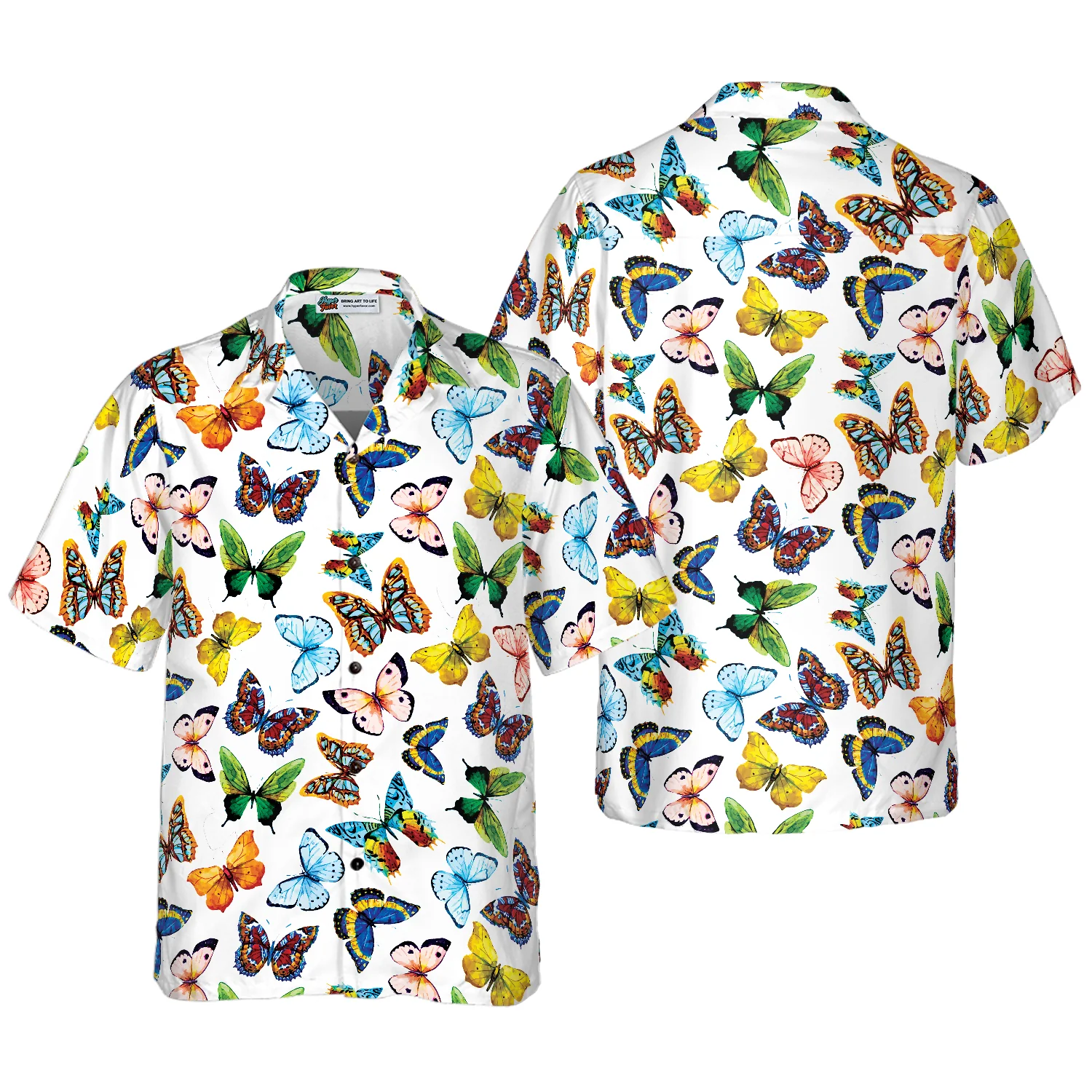 Watercolor Butterflies Hawaiian Shirt Aloha Shirt For Men and Women