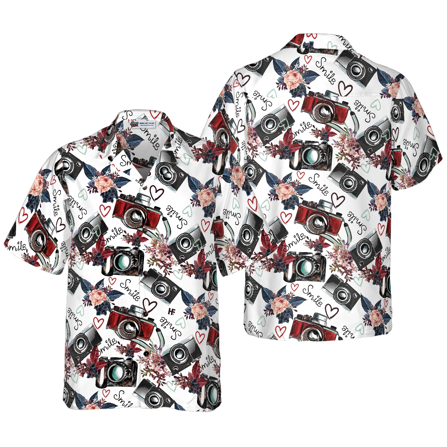 Vintage Camera Pattern Hawaiian Shirt Aloha Shirt For Men and Women