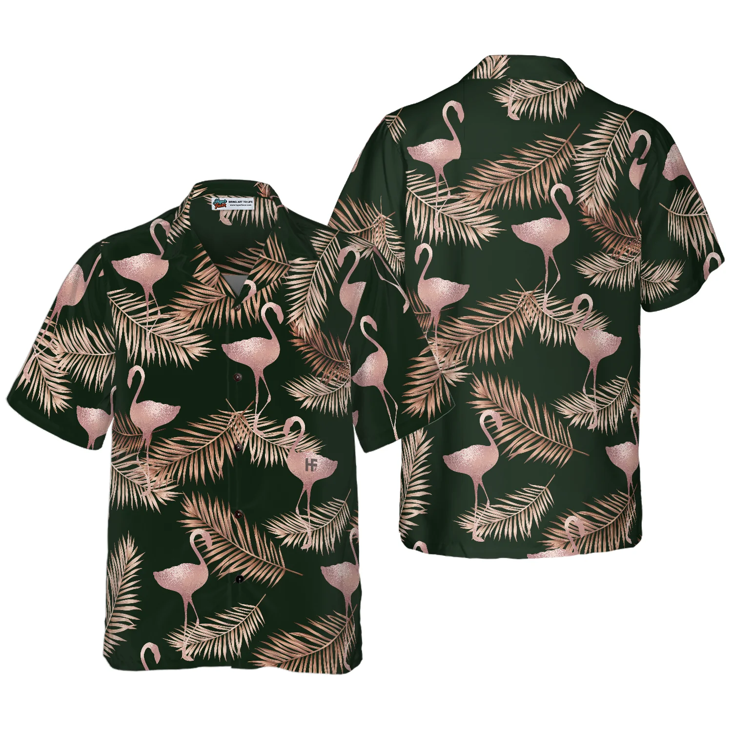 Flamingo Rose Gold Pattern Hawaiian Shirt Aloha Shirt For Men and Women