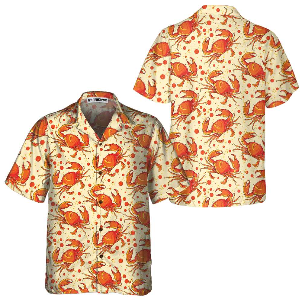 Red Crab Seamless Pattern Hawaiian Shirt Unique Crab Shirt Crab Print Shirt Aloha Shirt For Men and Women