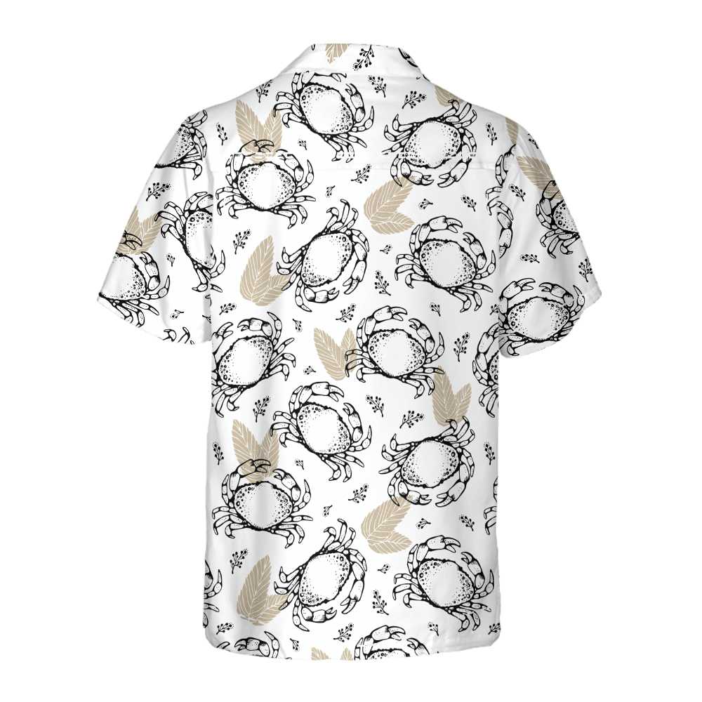 Seamless Pattern With Crabs And Leaves Hawaiian Shirt Unique Crab Shirt Crab Print Shirt For Adults Aloha Shirt For Men and Women