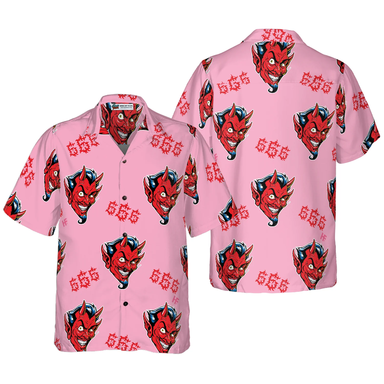 Seamless Red Devil Face Hawaiian Shirt Aloha Shirt For Men and Women