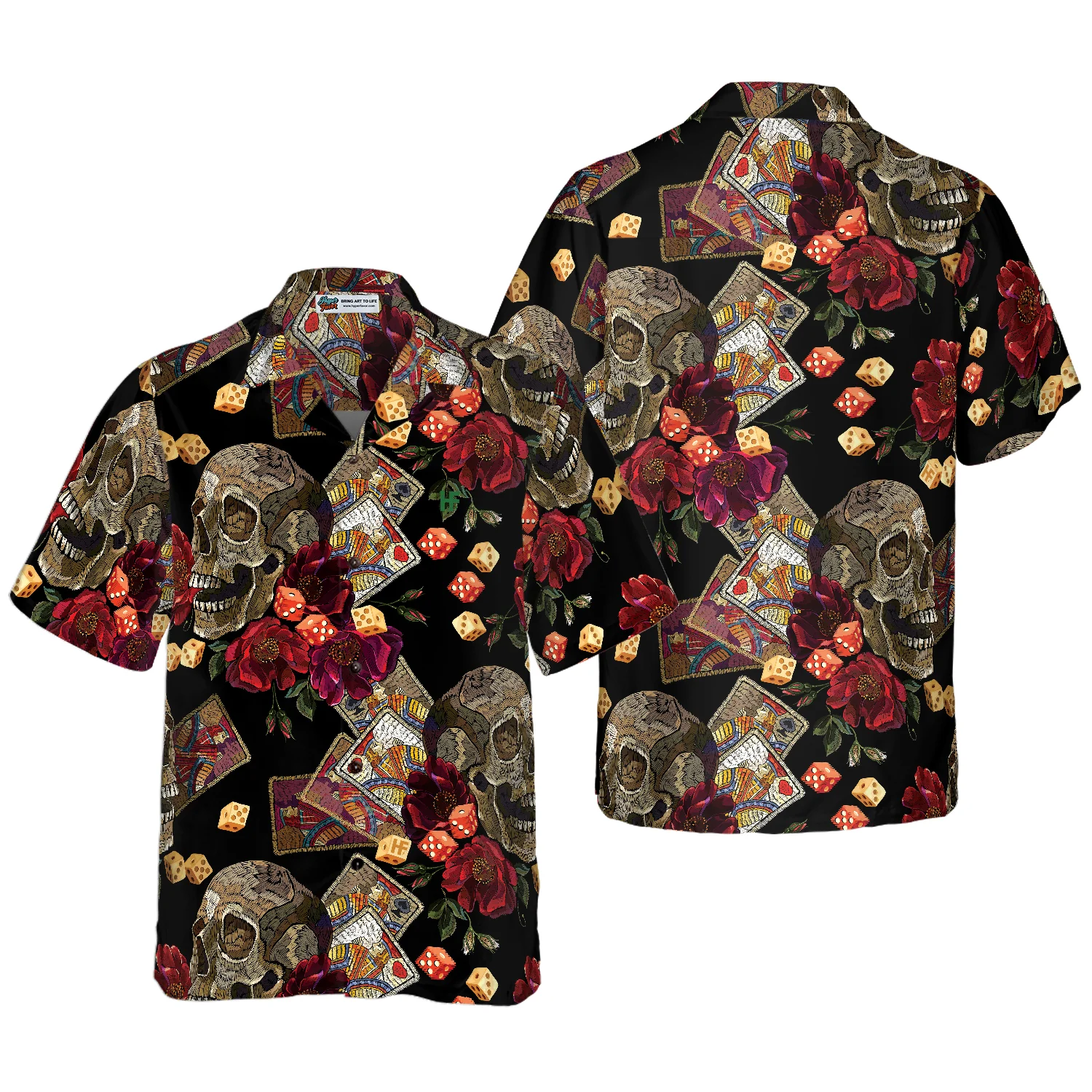 Casino Skull Colorful Hawaiian Shirt Aloha Shirt For Men and Women