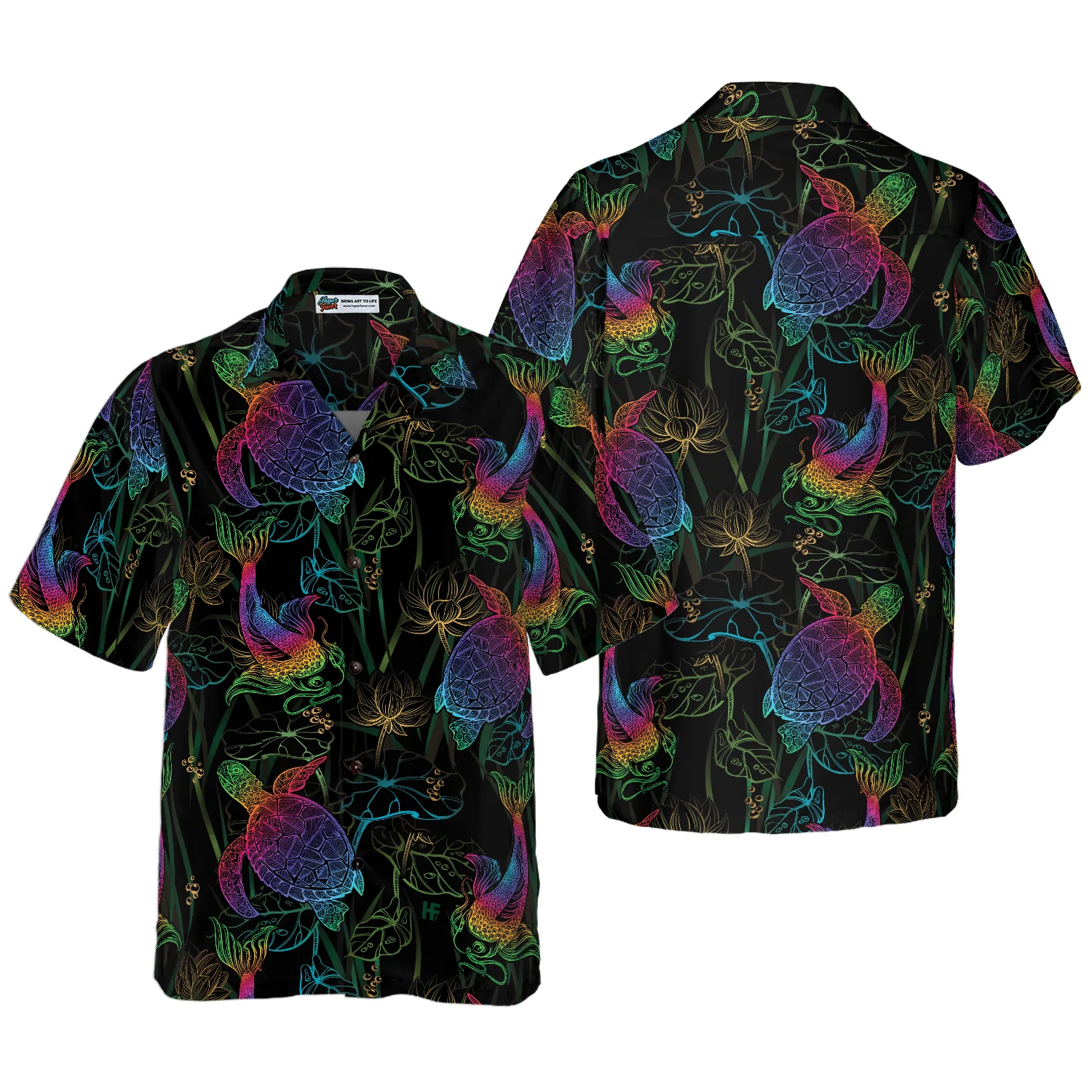 Koi Lotus And Turtle Hawaiian Shirt Aloha Shirt For Men and Women