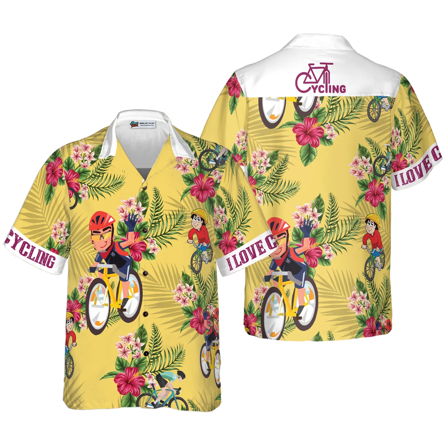 I Love Cycling Hawaiian Shirt Aloha Shirt For Men and Women