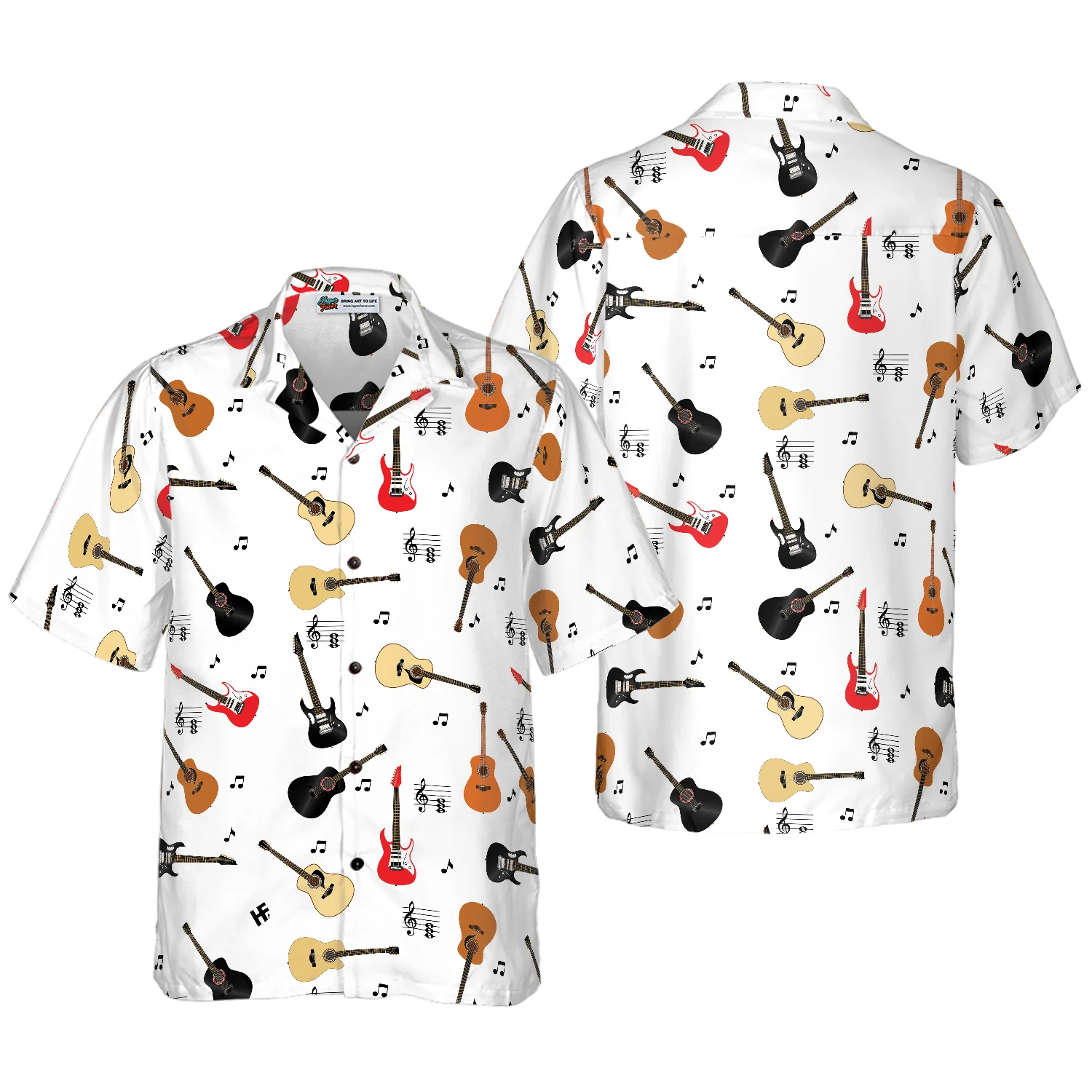 Guitar Musical Note Hawaiian Shirt Aloha Shirt For Men and Women