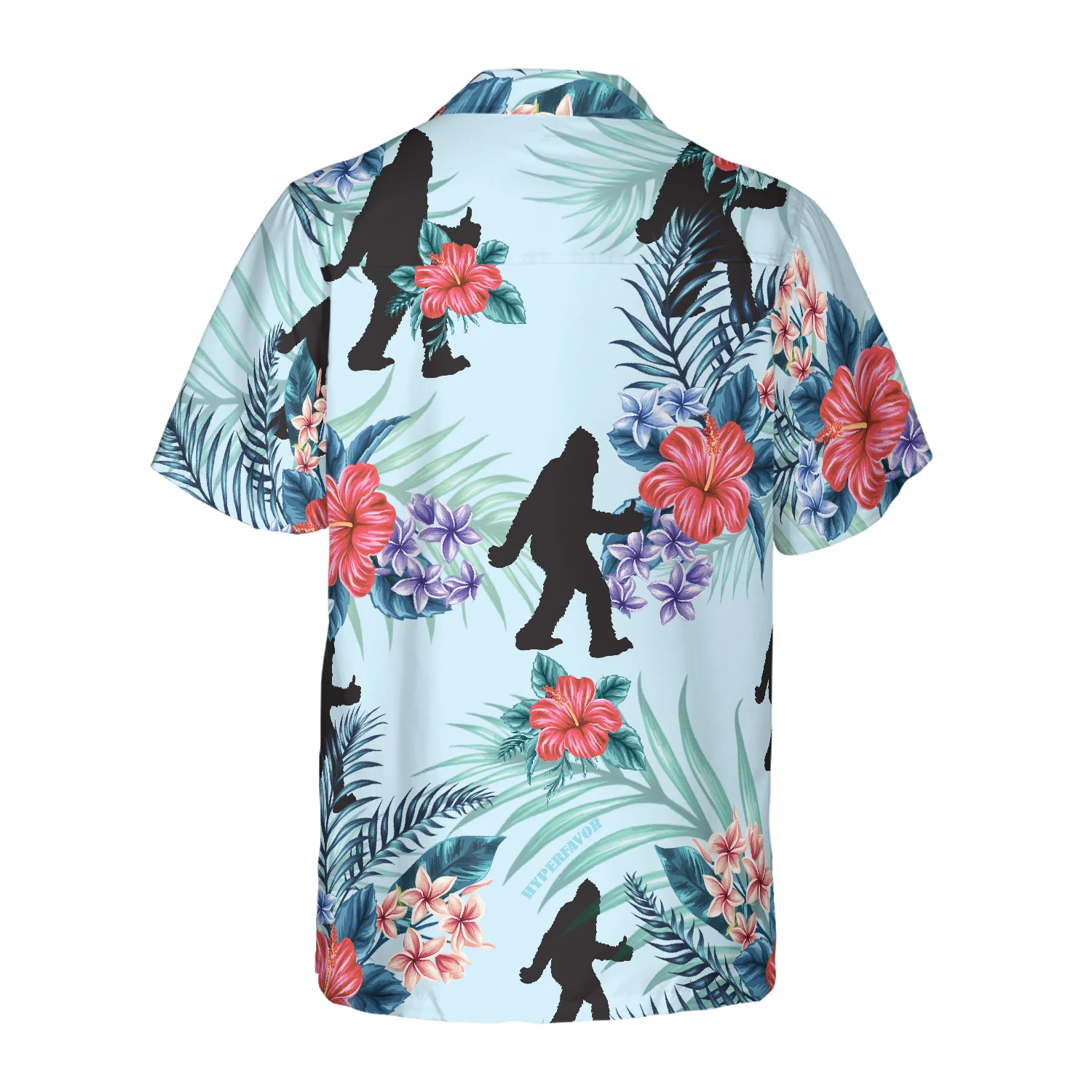 Bigfoot Bluebonnet Bigfoot Hawaiian Shirt Arctic Blue Texas Floral And Leaves Bigfoot Shirt Aloha Shirt For Men and Women