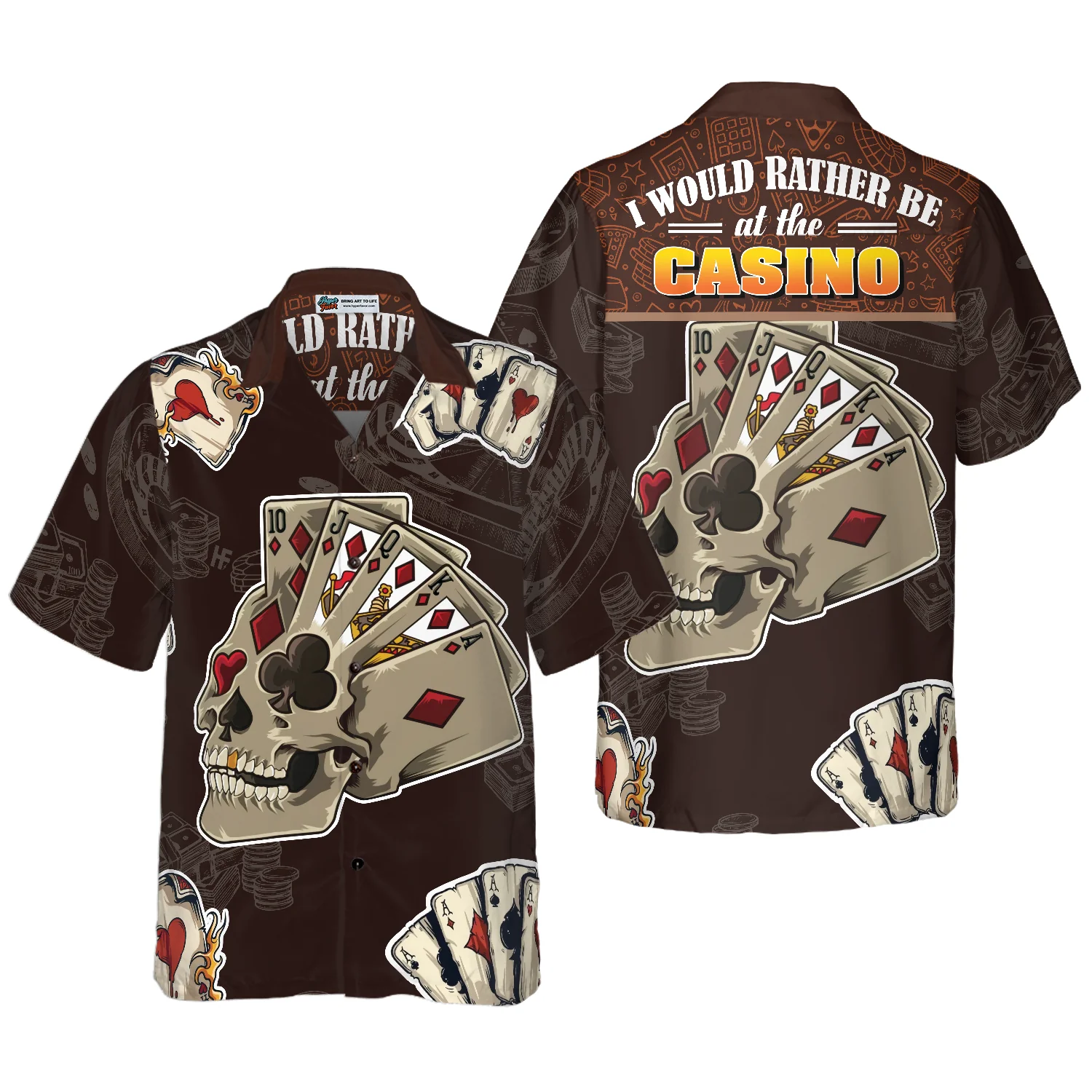 I Would Rather Be At The Casino Skull Pattern Hawaiian Shirt Aloha Shirt For Men and Women