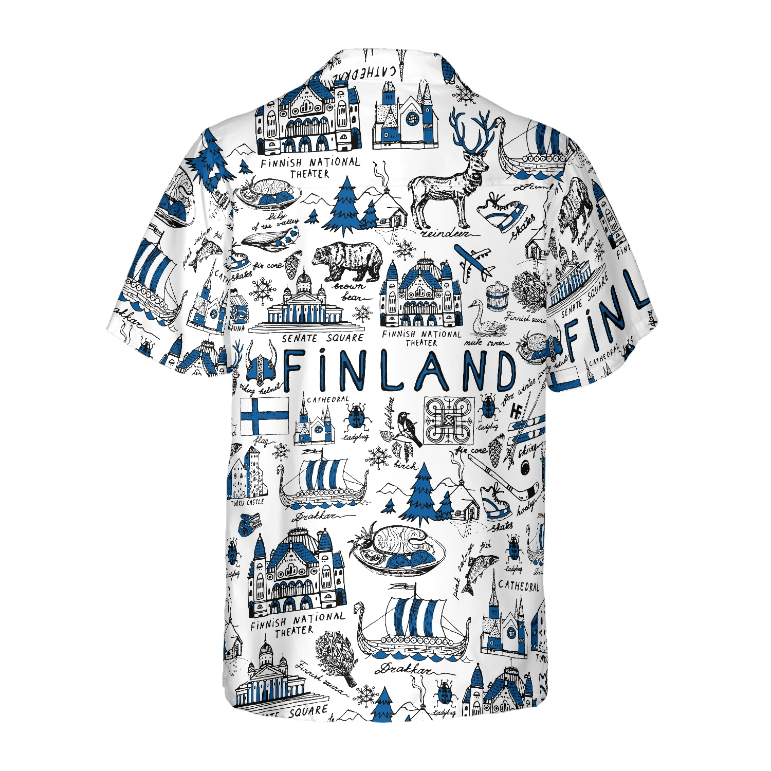 I Love Finland Doodle Hawaiian Shirt Aloha Shirt For Men and Women