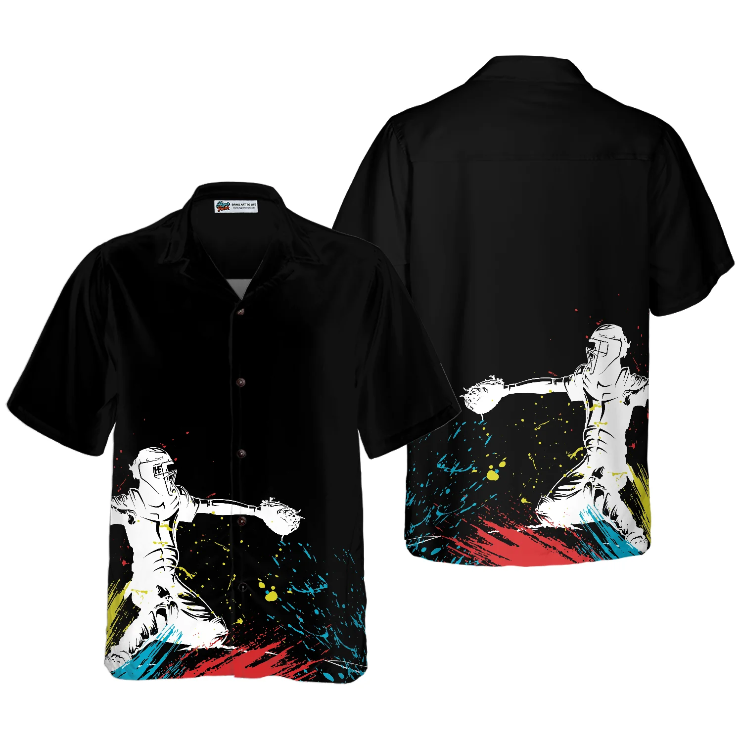 Catcher Silhouette Baseball Hawaiian Shirt Aloha Shirt For Men and Women