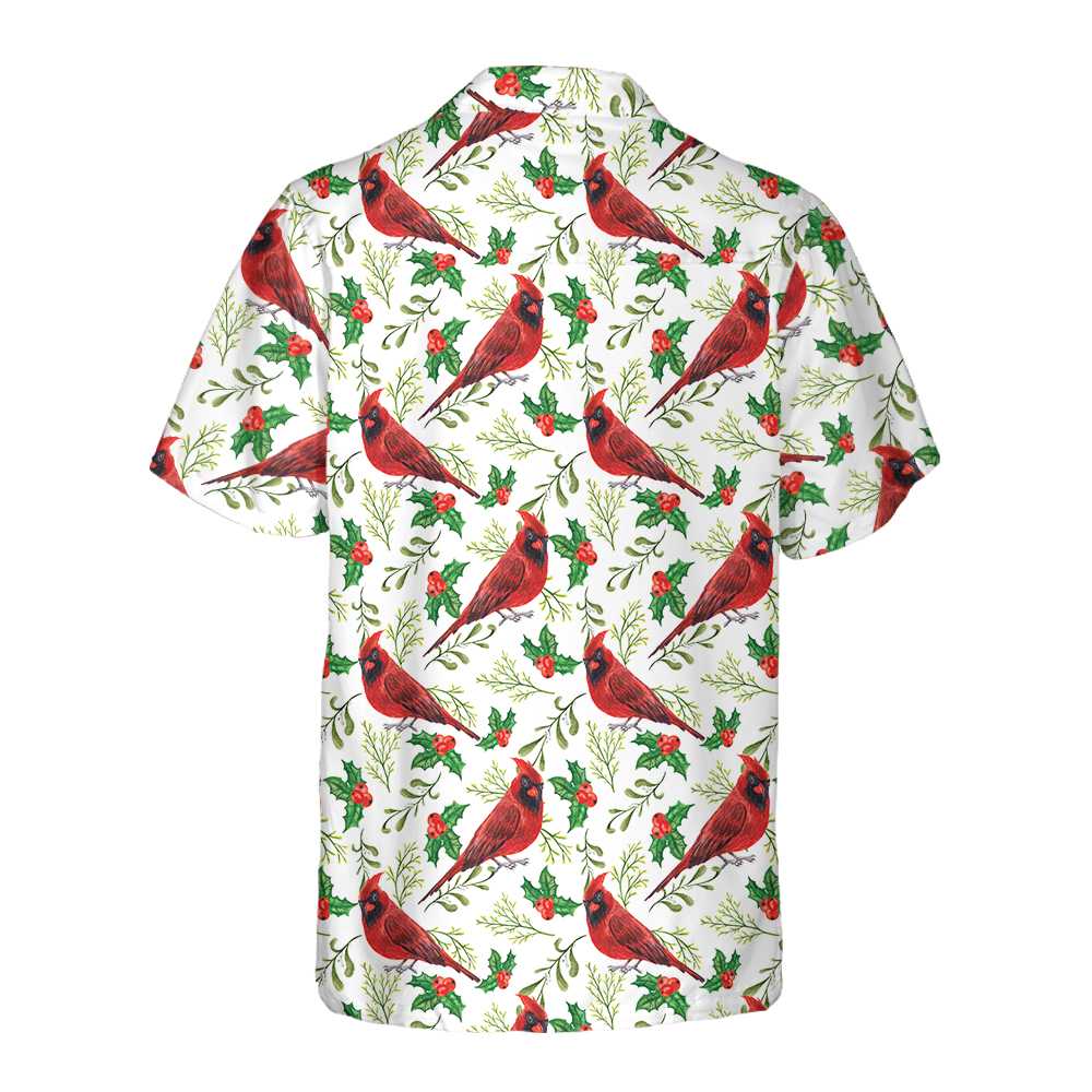 Seamless Christmas Pattern Red Cardinal Hawaiian Shirt Funny Christmas Shirt Gift For Christmas Aloha Shirt For Men and Women