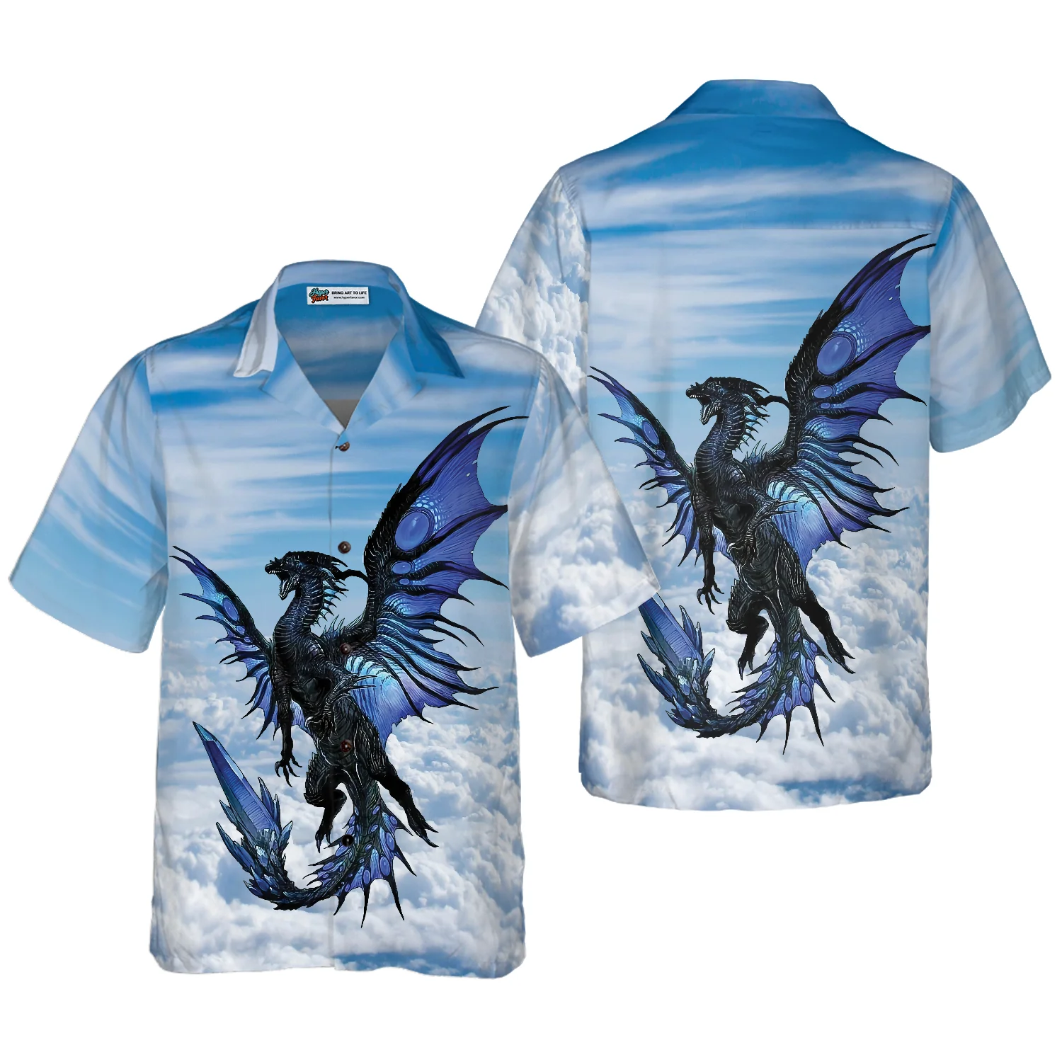 Blue Dragon On Blue Sky Hawaiian Shirt Aloha Shirt For Men and Women