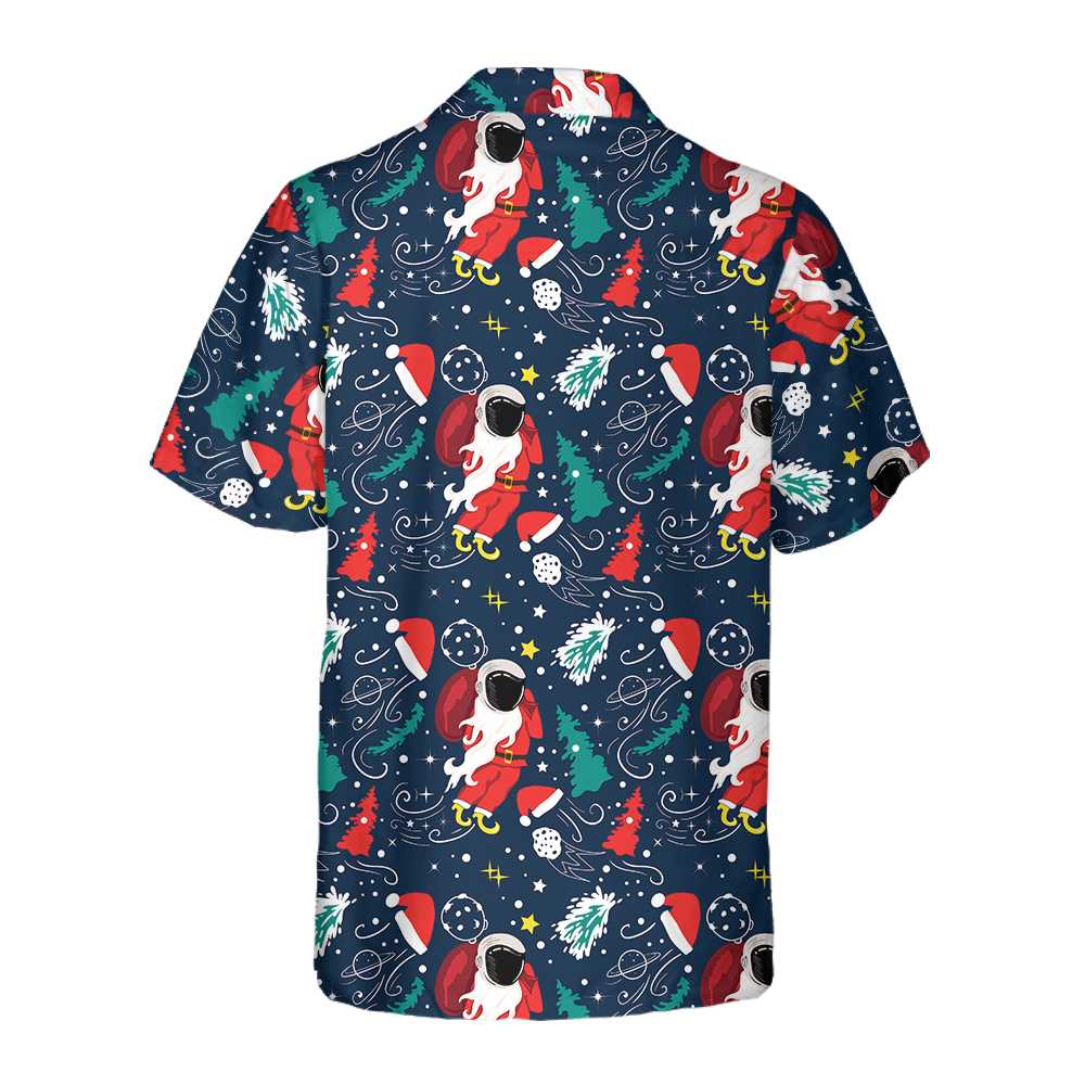 Cartoon Santa Claus Flying In Space Christmas Hawaiian Shirt Santa Hawaiian Shirt Aloha Shirt For Men and Women