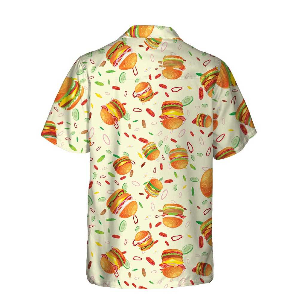 Vibrant American Hamburger Hawaiian Shirt Funny Burger Shirt  Women Aloha Shirt For Men and Women