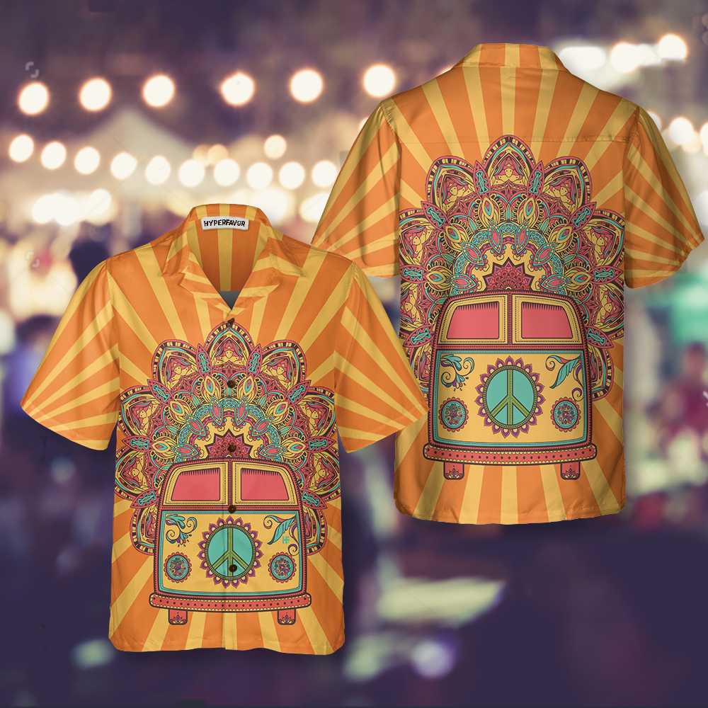 Hippie Van Mandala Hawaiian Shirt Funny Hippie Shirt Unique Hippie Gift Aloha Shirt For Men and Women