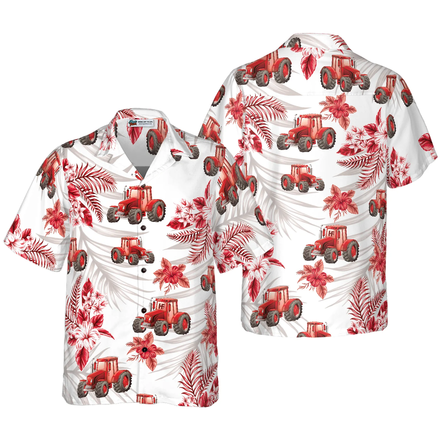 Tropical Red Tractor Hawaiian Shirt Aloha Shirt For Men and Women