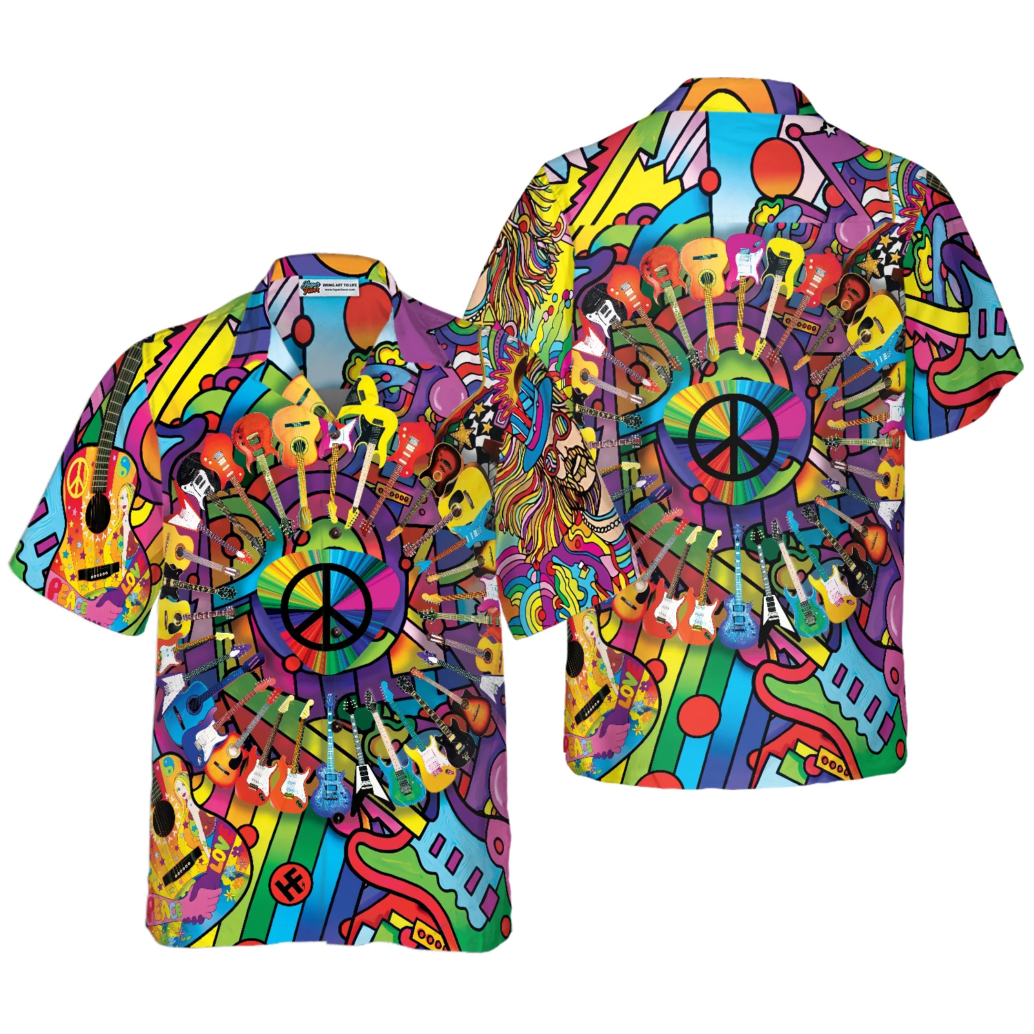 Hippie Guitars Hawaiian Shirt Aloha Shirt For Men and Women