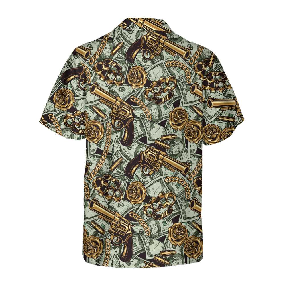 Gangster And Money Vintage Seamless Pattern Hawaiian Shirt Short Sleeve Money Shirt Aloha Shirt For Men and Women