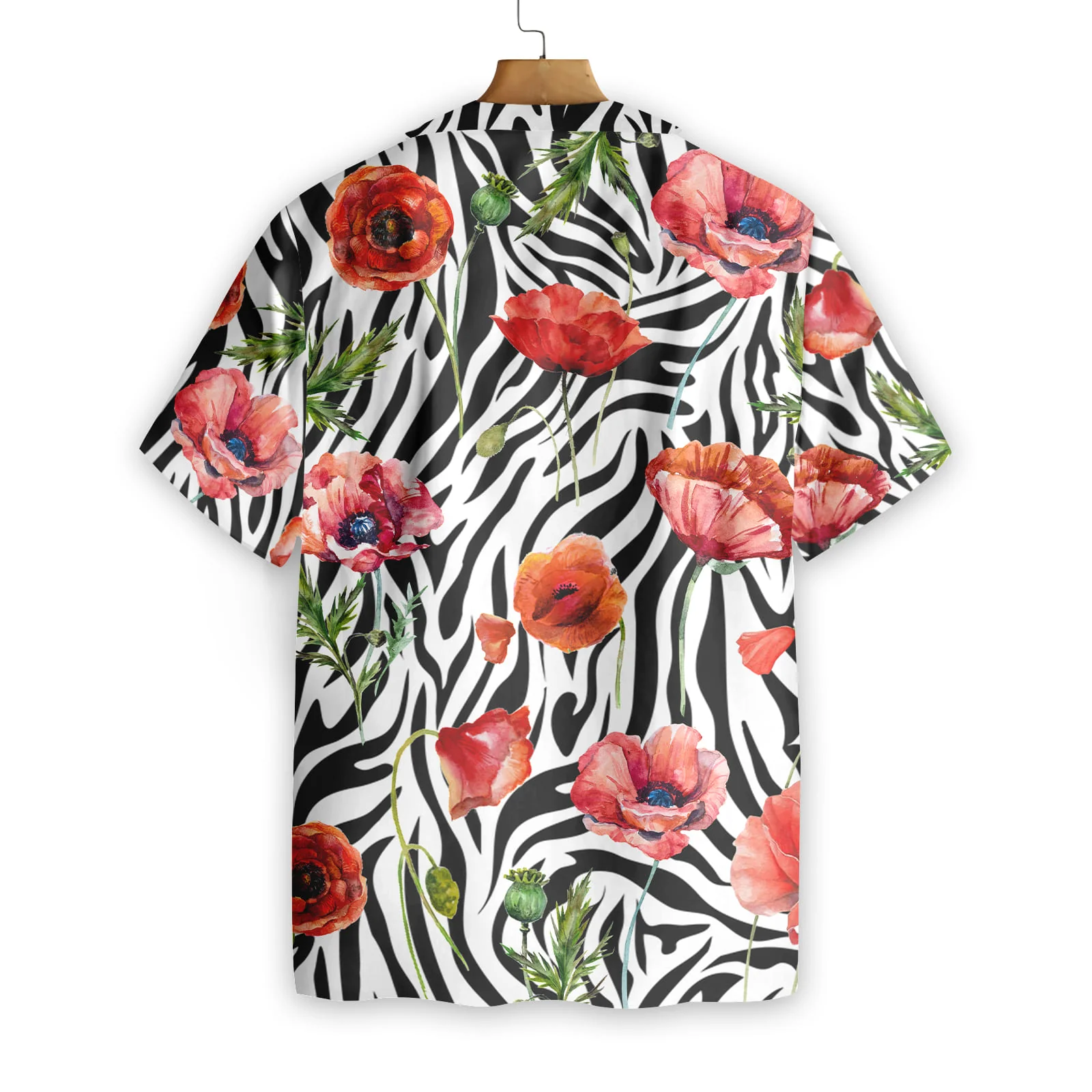 Poppy Zebra Watercolor Painting Art Hawaiian Shirt Aloha Shirt For Men and Women