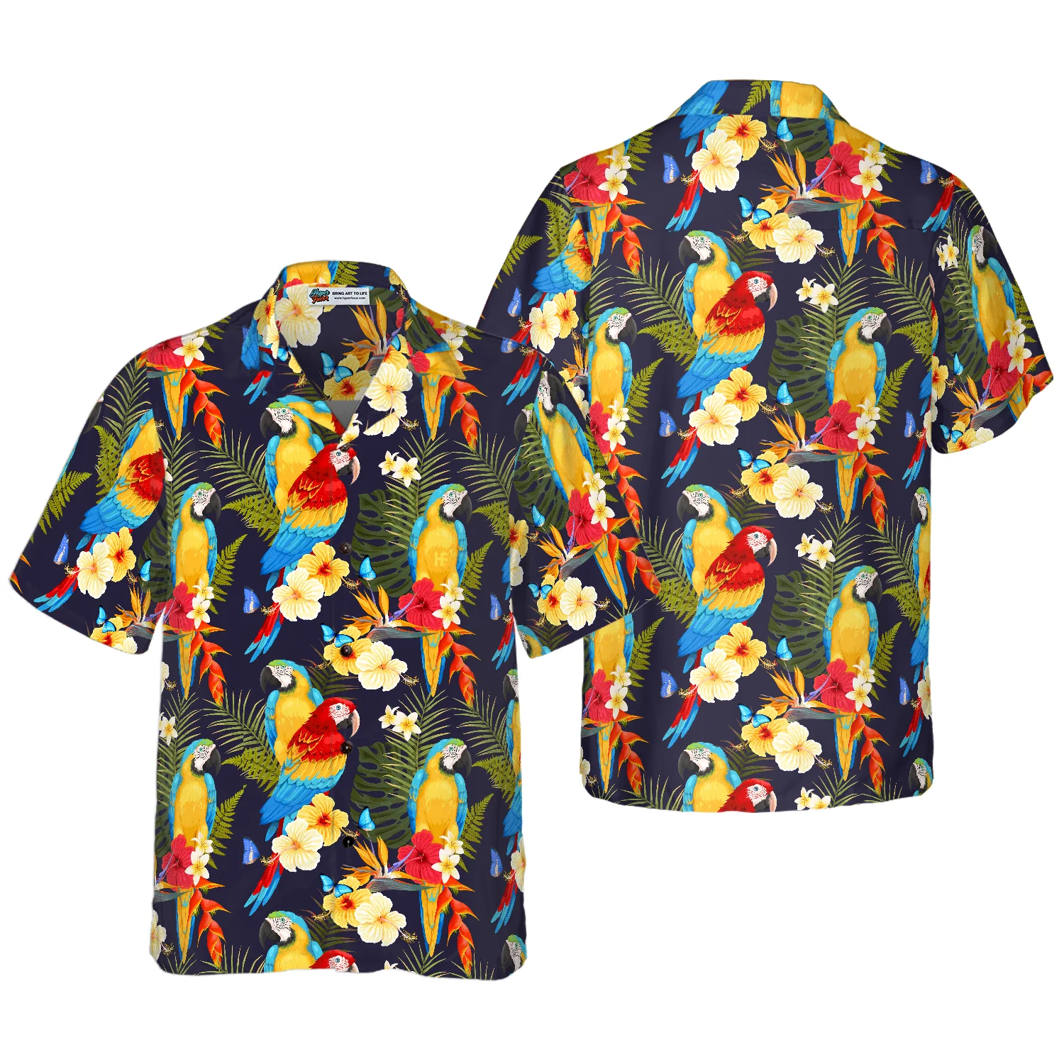 Flower And Parrot Hawaiian Shirt Aloha Shirt For Men and Women