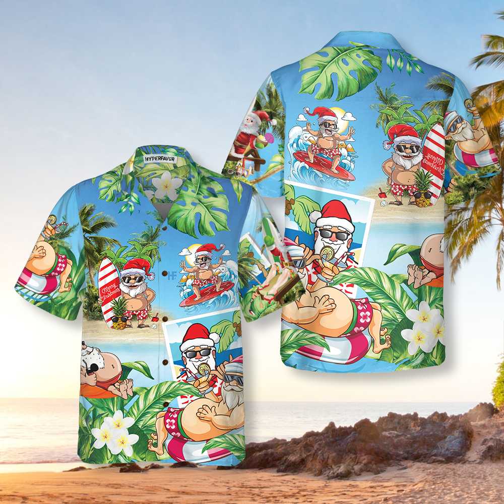 Funny Santa Claus In Aloha Hawaiian Shirt Santa Claus Hawaiian Shirt Best Gift For Christmas Aloha Shirt For Men and Women