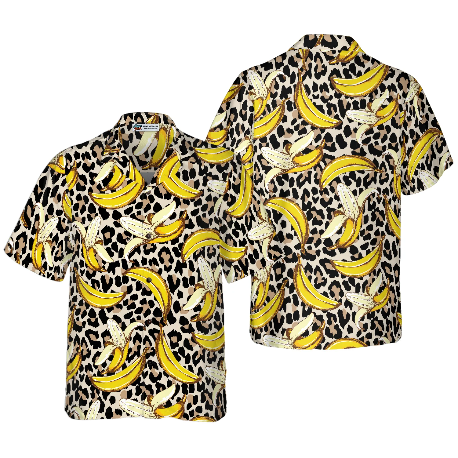 Banana On Leopard Pattern Hawaiian Shirt Aloha Shirt For Men and Women