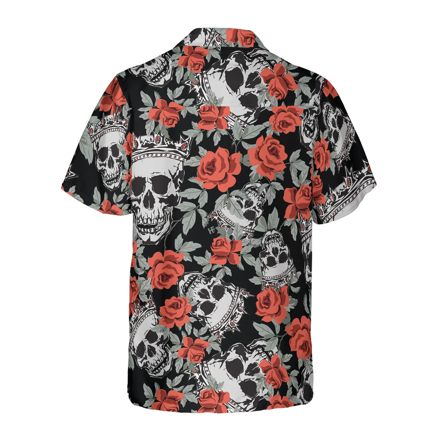 Skull With Crown And Red Rose Hawaiian Shirt Aloha Shirt For Men and Women