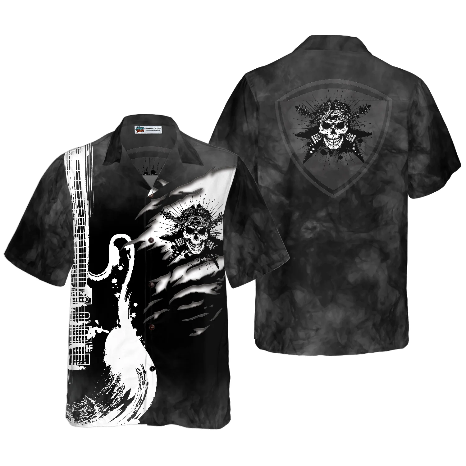 Guitar And Skull Hawaiian Shirt Aloha Shirt For Men and Women