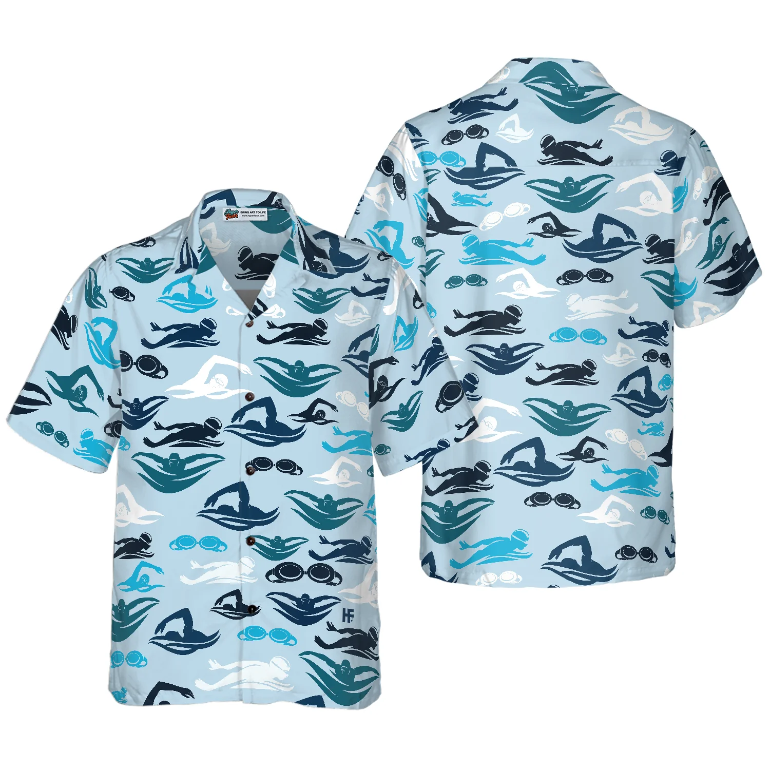 Swimming Pattern Hawaiian Shirt Aloha Shirt For Men and Women