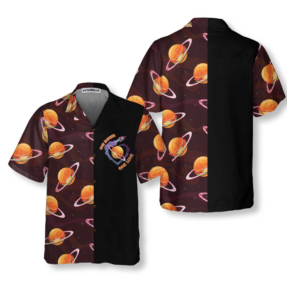 One Burger One Love Hawaiian Shirt Planet Burger Shirt  Women Aloha Shirt For Men and Women