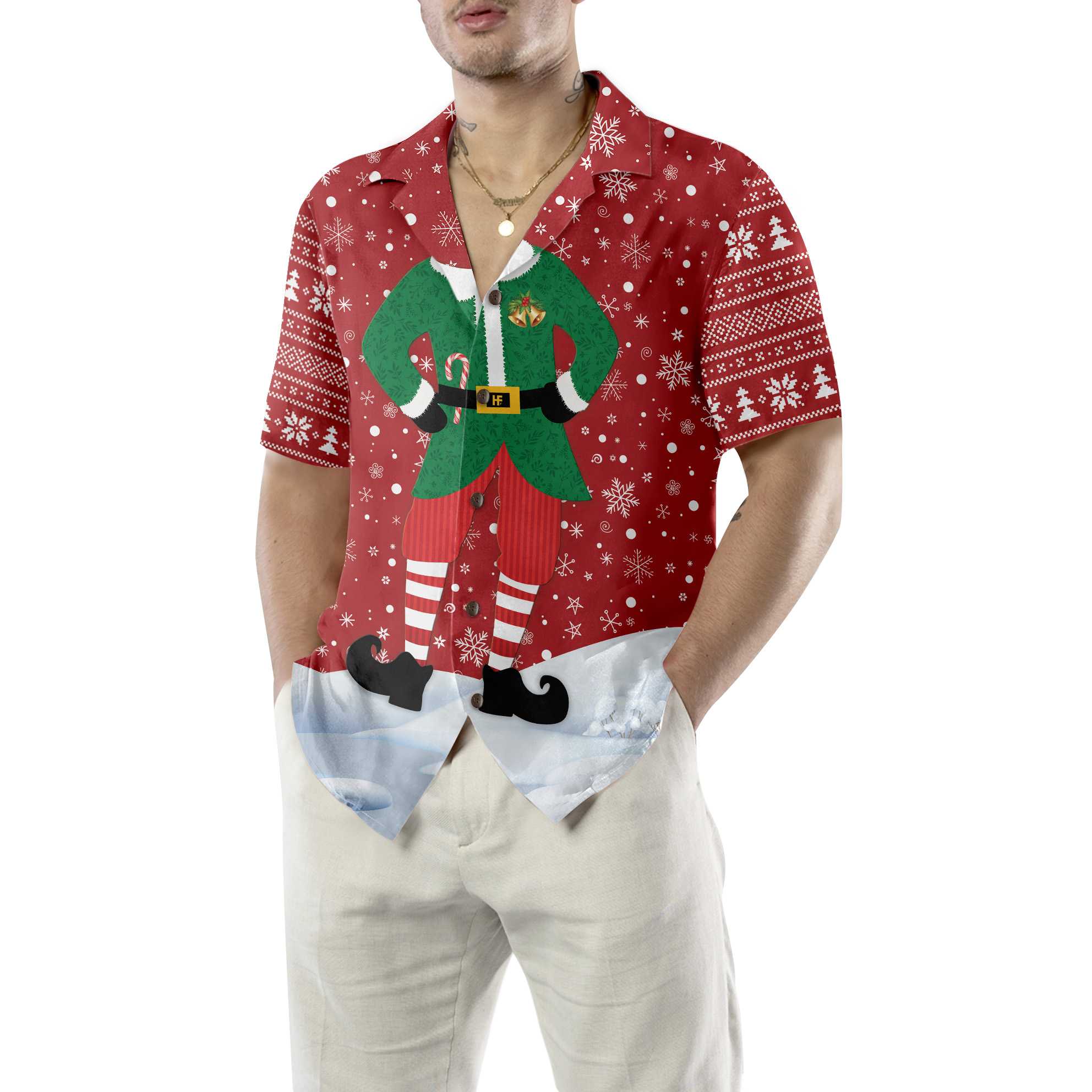 Unique Christmas Elf Costume Design Hawaiian Shirt Funny Elf Christmas Shirt Best Xmas Gift Idea Aloha Shirt For Men and Women