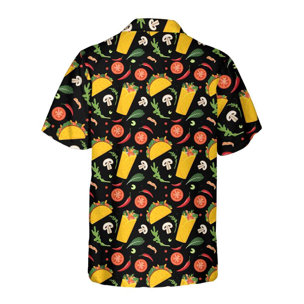 Taco And Burrito Pattern Hawaiian Shirt Funny Taco Shirt  Women Gift For Taco Lovers Aloha Shirt For Men and Women