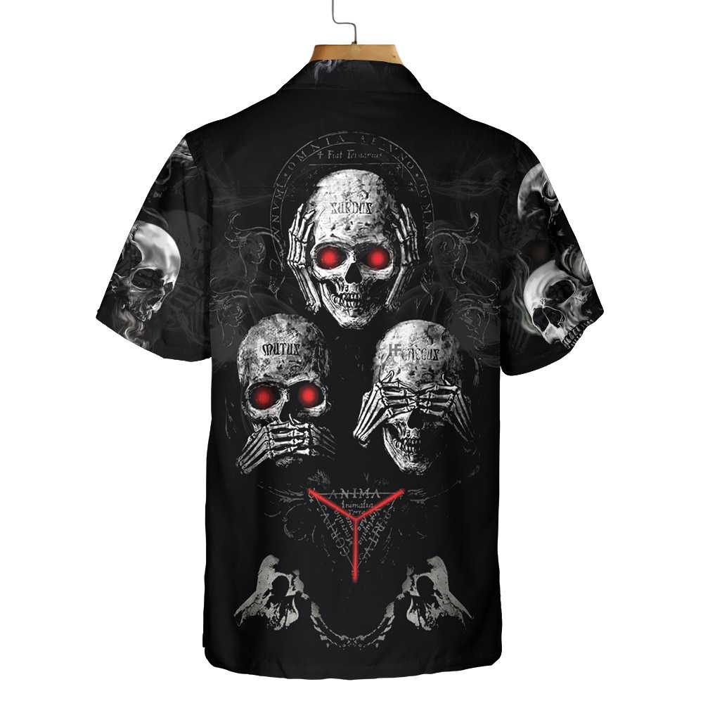 IDGAF Skull Hawaiian Shirt Halloween Black Gothic Skull Shirt Aloha Shirt For Men and Women