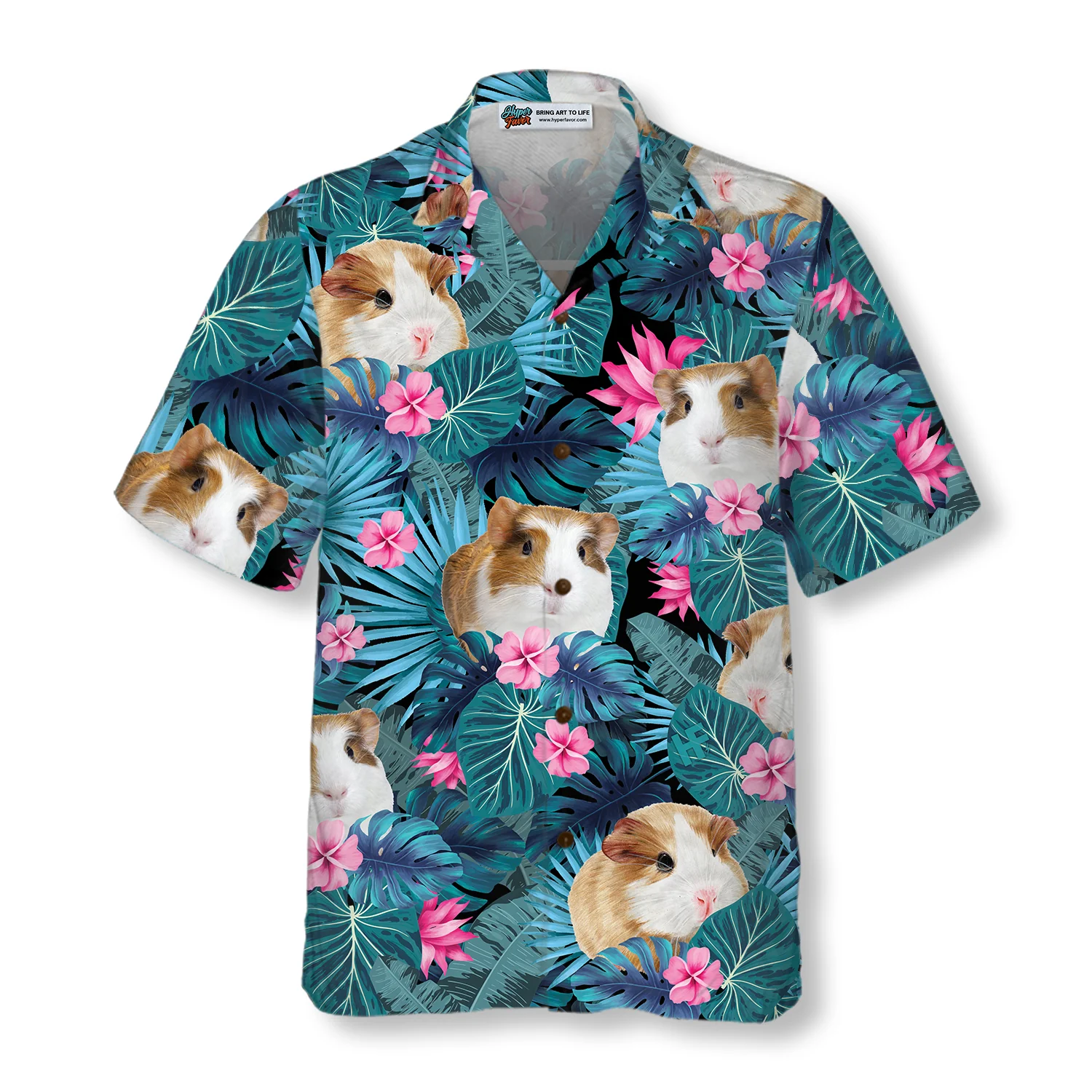 Cute Guinea Pig Tropical Pattern Hawaiian Shirt Aloha Shirt For Men and Women