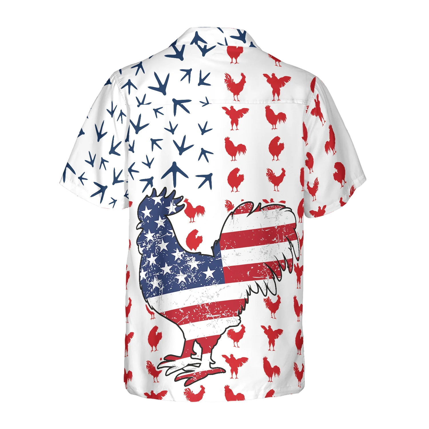 Rooster American Flag Hawaiian Shirt Aloha Shirt For Men and Women