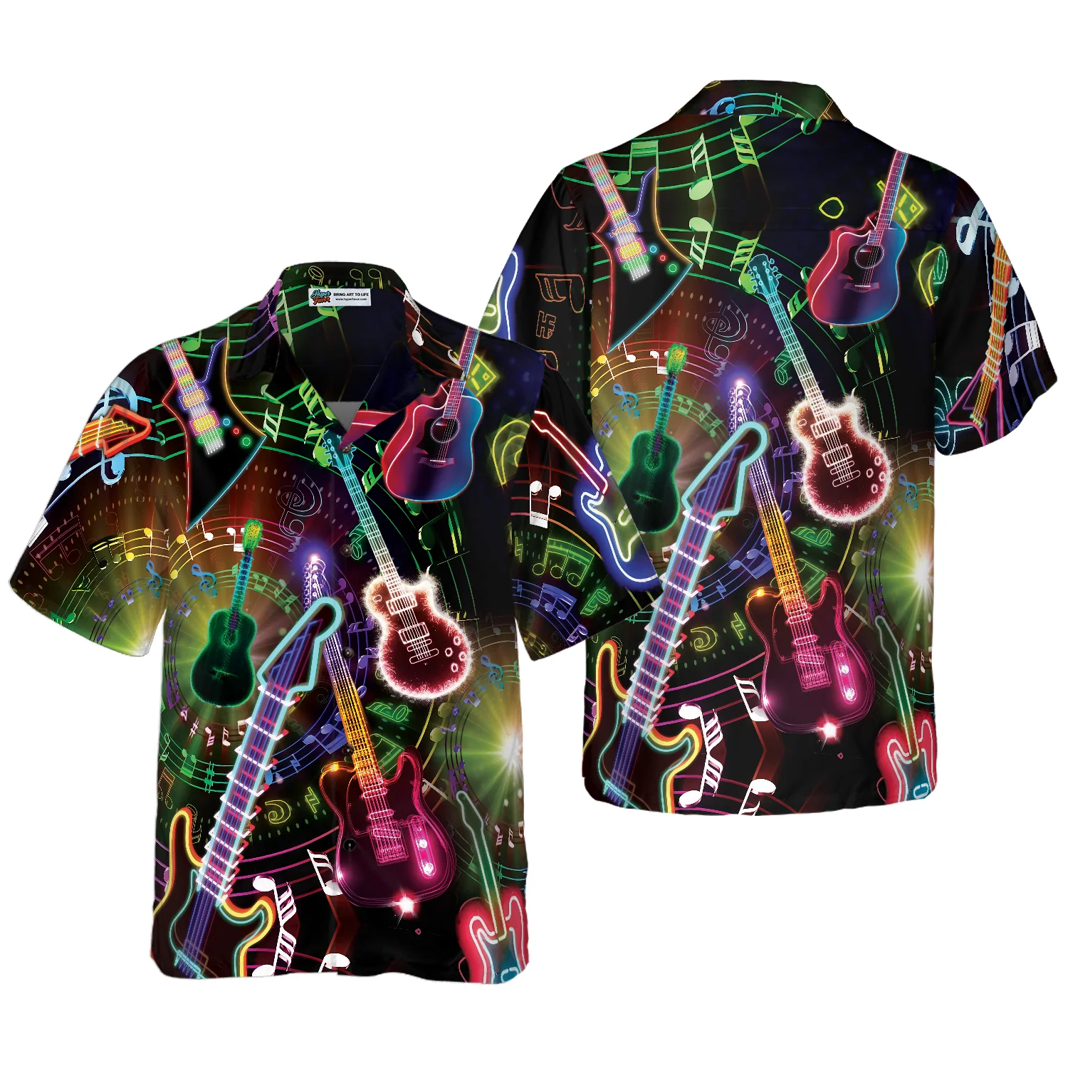 Colorful Guitars Hawaiian Shirt Aloha Shirt For Men and Women