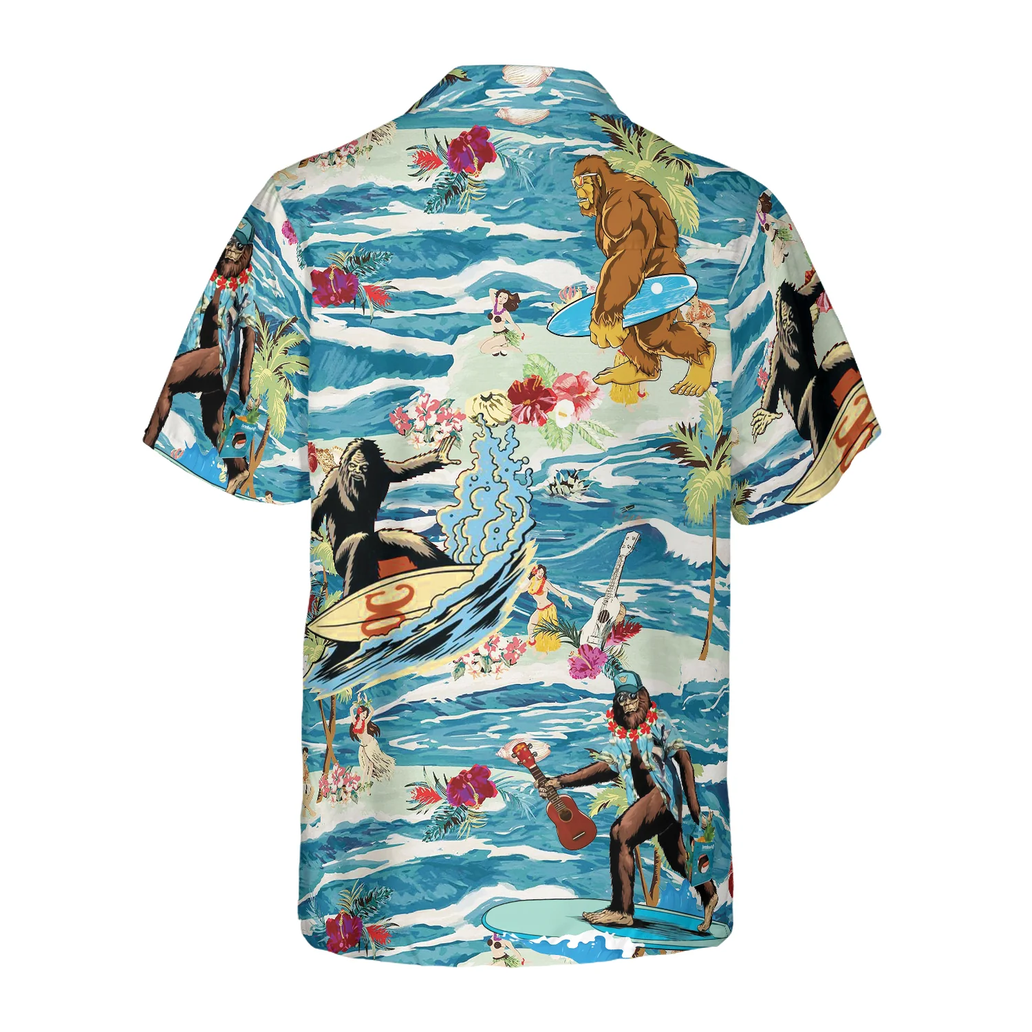 Surfing Bigfoot Aloha Vacation Bigfoot Hawaiian Shirt Tropical Ocean Wave Vintage Bigfoot Shirt Aloha Shirt For Men and Women