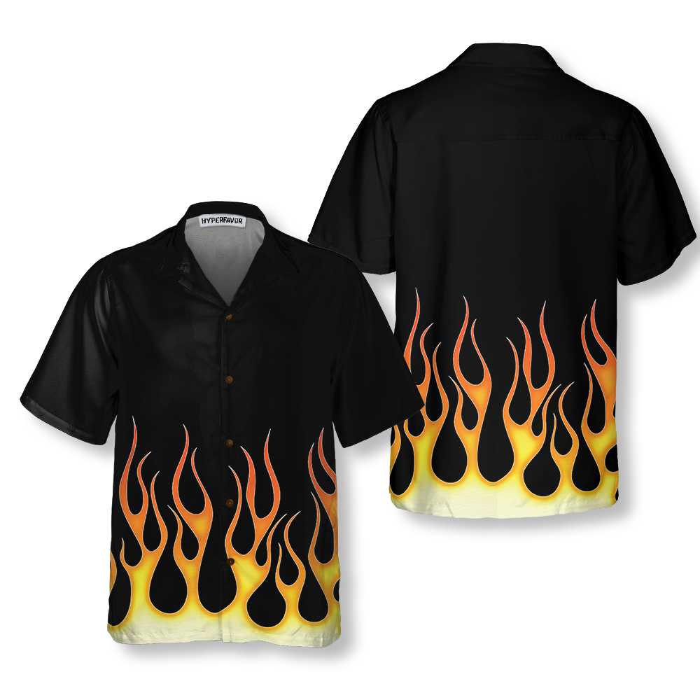 Burning Flame Hawaiian Shirt Short Sleeve Flame Shirt Flame Print Shirt Aloha Shirt For Men and Women