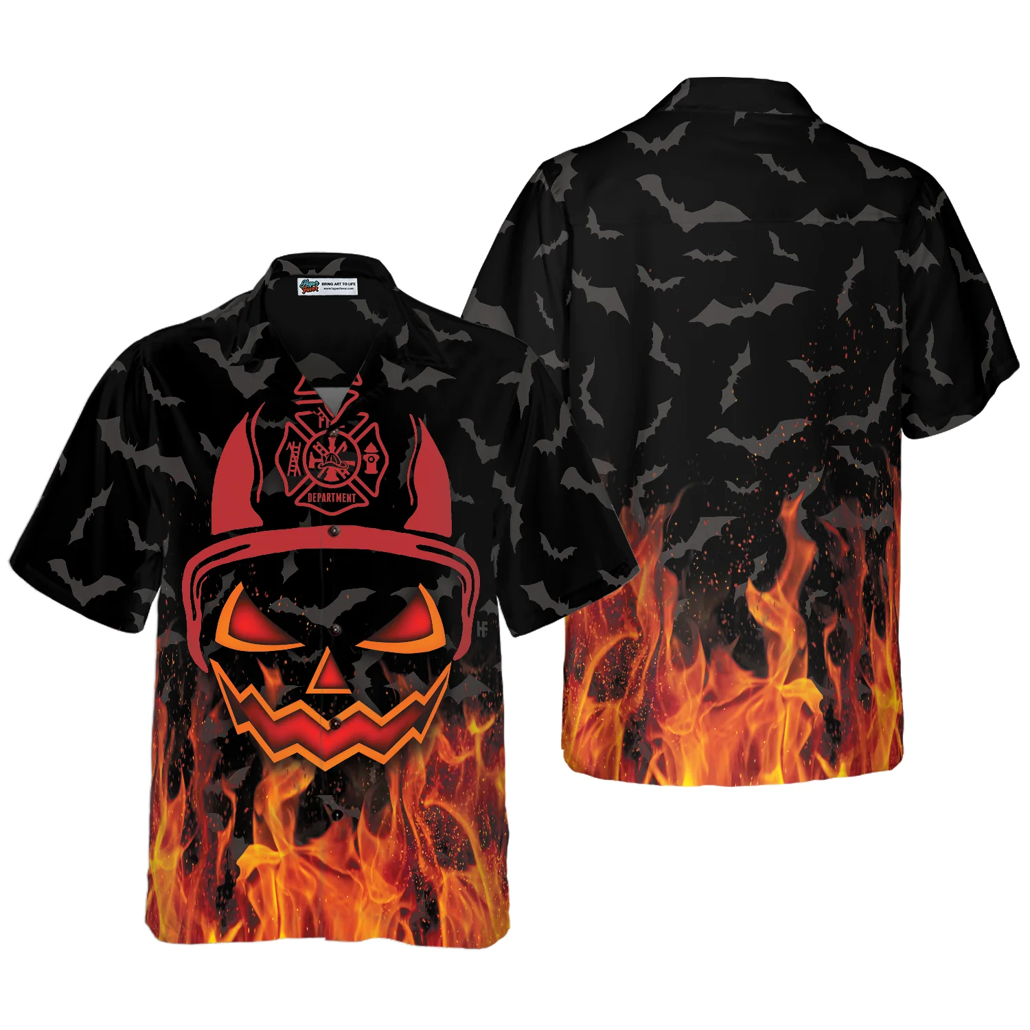 Halloween Firefighter Shirt Hawaiian Shirt Aloha Shirt For Men and Women