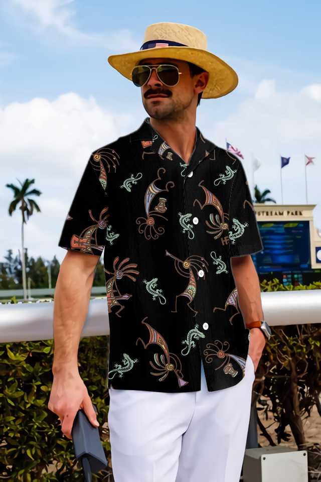 Native American Kokopelli Lizard Tribal Hawaiian Shirt Funny Native American Indian Shirt Aloha Shirt For Men and Women