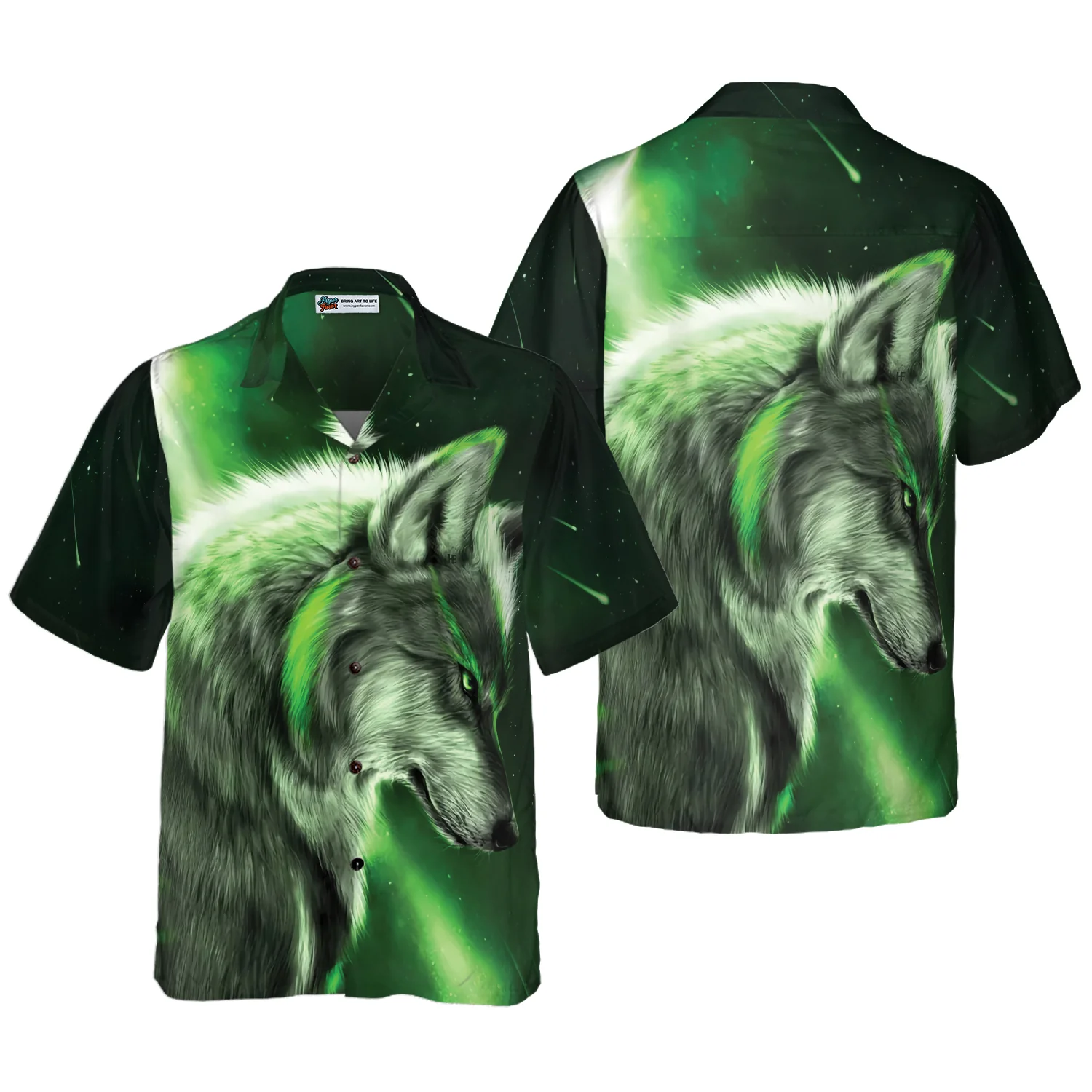 Fantasy Green Wolf Hawaiian Shirt Aloha Shirt For Men and Women