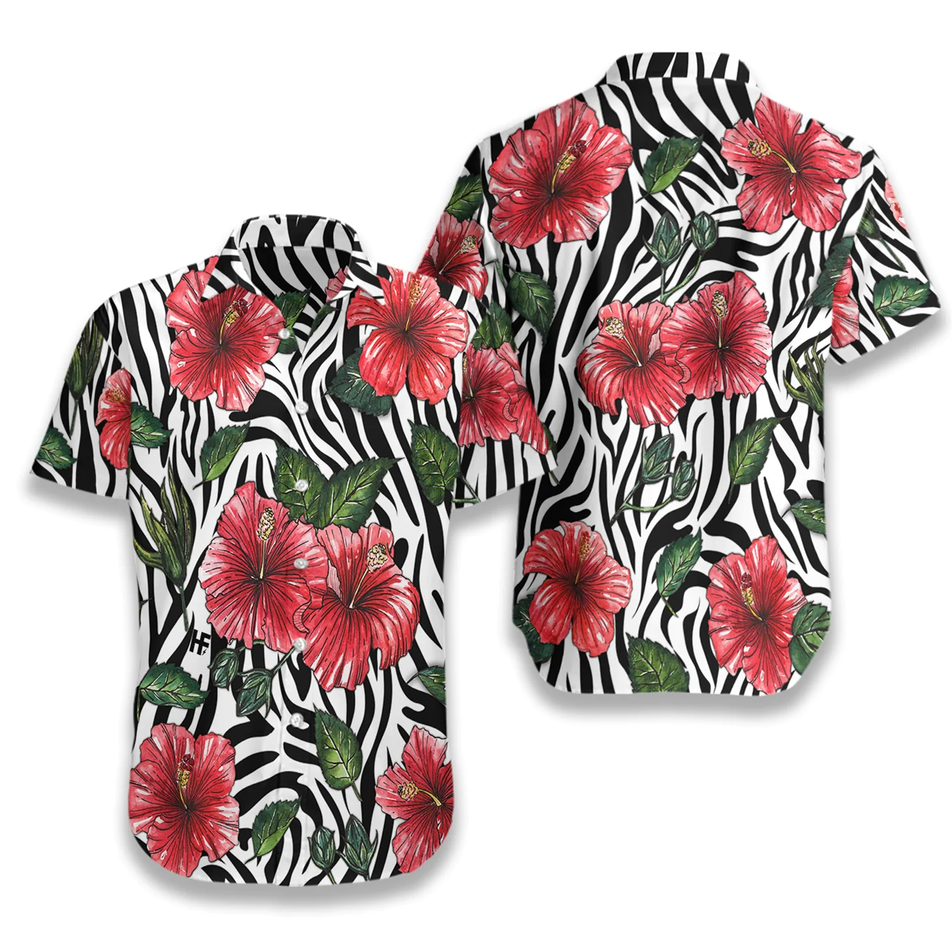 Hibiscus Zebra Watercolor Painting Art Hawaiian Shirt Aloha Shirt For Men and Women