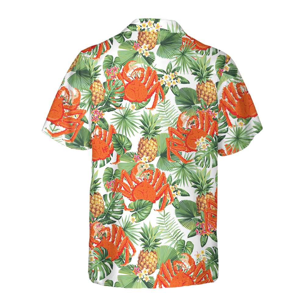 Crab And Tropical Pineapple Pattern Hawaiian Shirt Unique Crab Shirt Crab Print Shirt Aloha Shirt For Men and Women