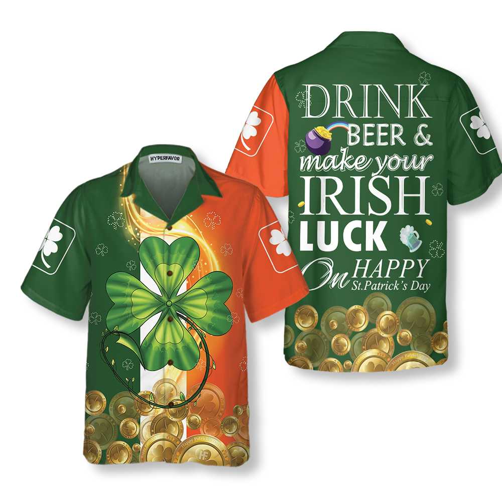 Irish Luck On St Patricks Day Hawaiian Shirt St Patricks Day Shirt Cool St Patricks Day Gift Aloha Shirt For Men and Women