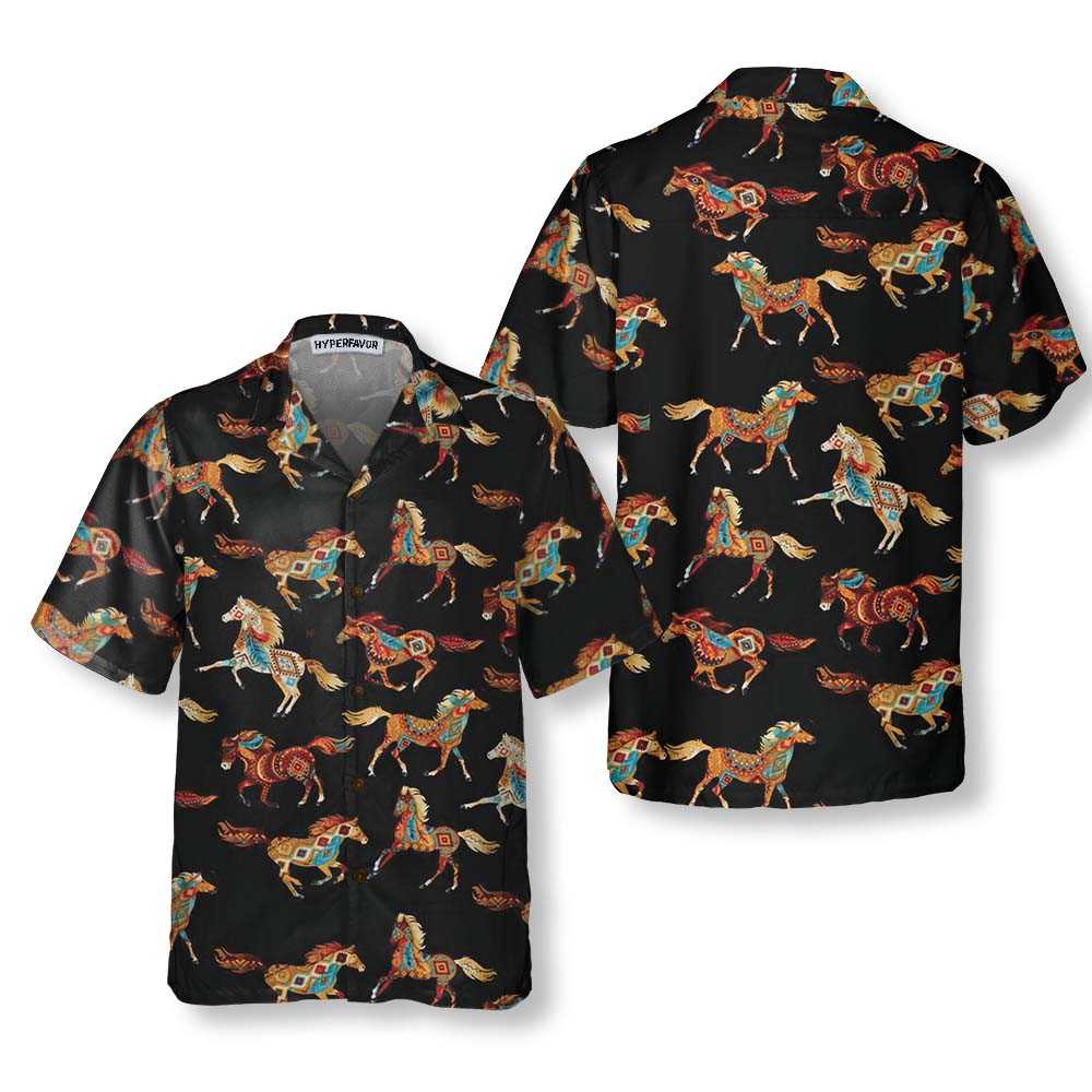 Timeless Treasure Horse Aztec Pattern Native American Hawaiian Shirt Unique Native American Indian Shirt Aloha Shirt For Men and Women