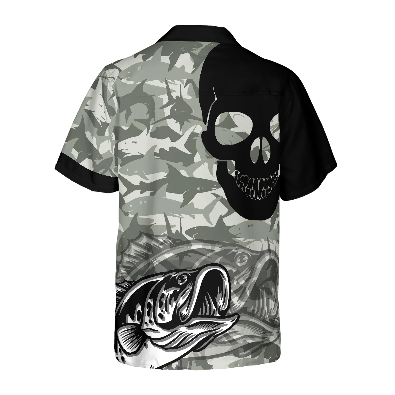 Eat Sleep Fishing Repeat Skull Camouflage Hawaiian Shirt Aloha Shirt For Men and Women