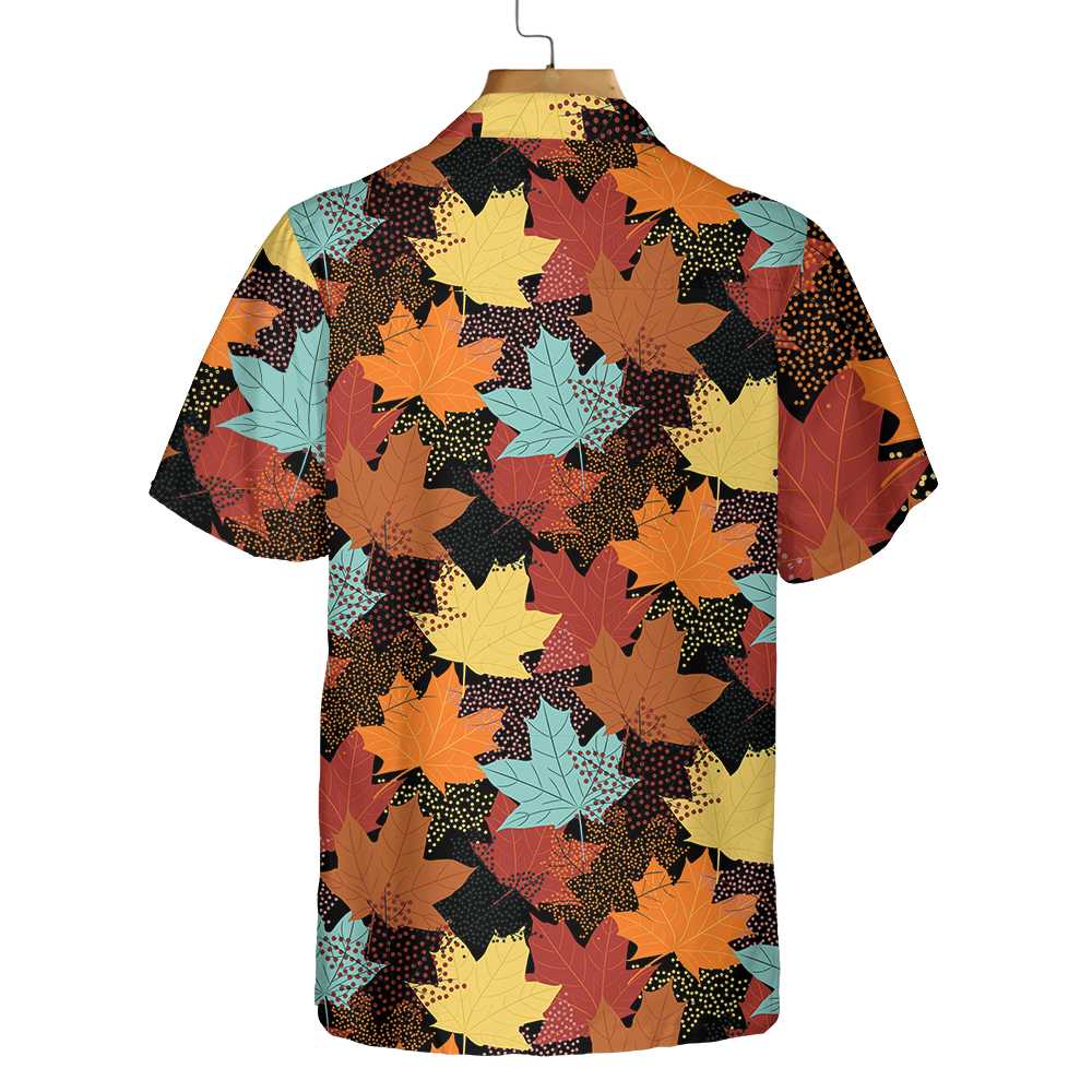 Fall Maple Leaves Black Hawaiian Shirt Autumn Thanksgiving Shirt Unique Gift For Thanksgiving Day Aloha Shirt For Men and Women