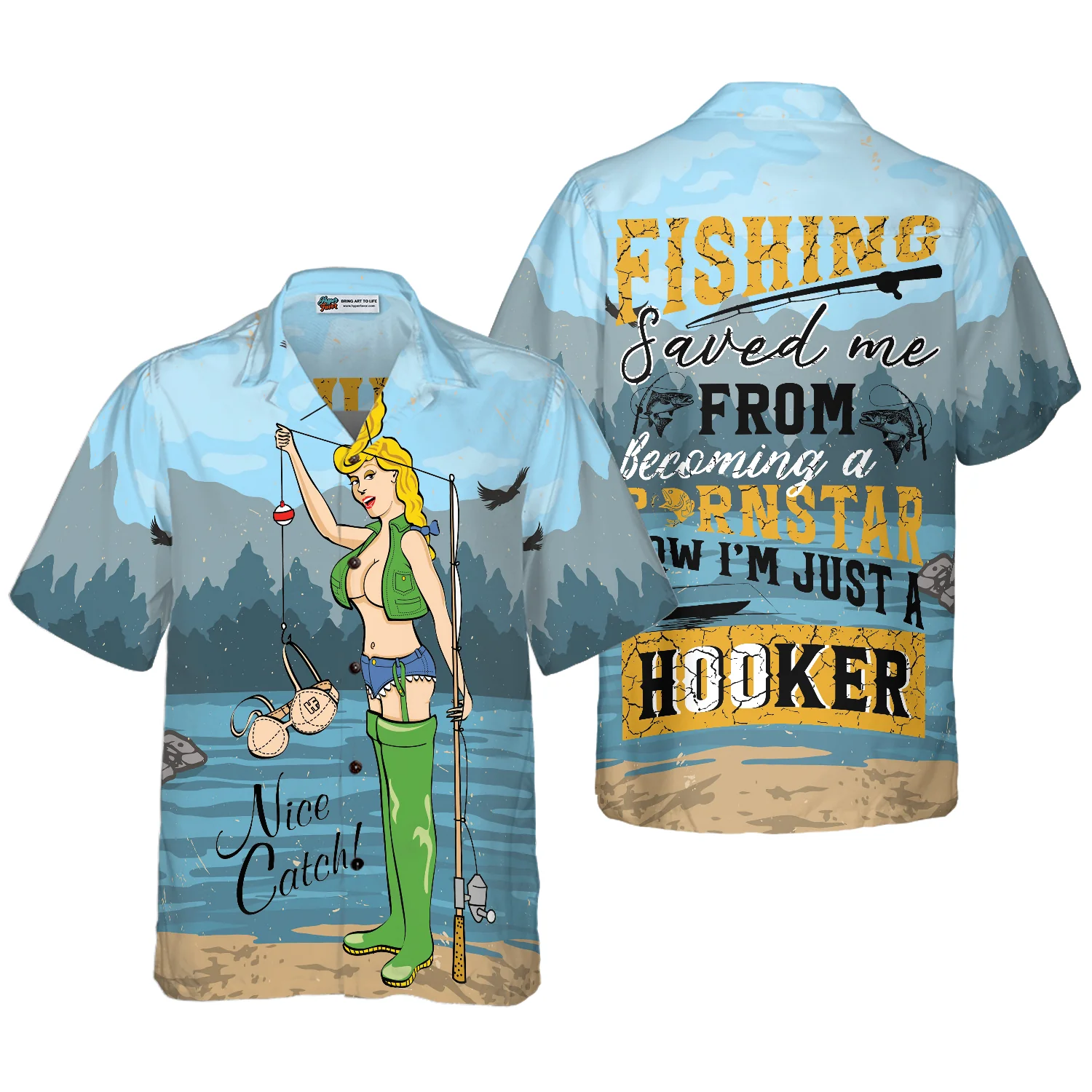 Fishing Saved Me Fishing Hawaiian Shirt Funny Fishing Shirt For Women Unique Gift For Fishers Aloha Shirt For Men and Women